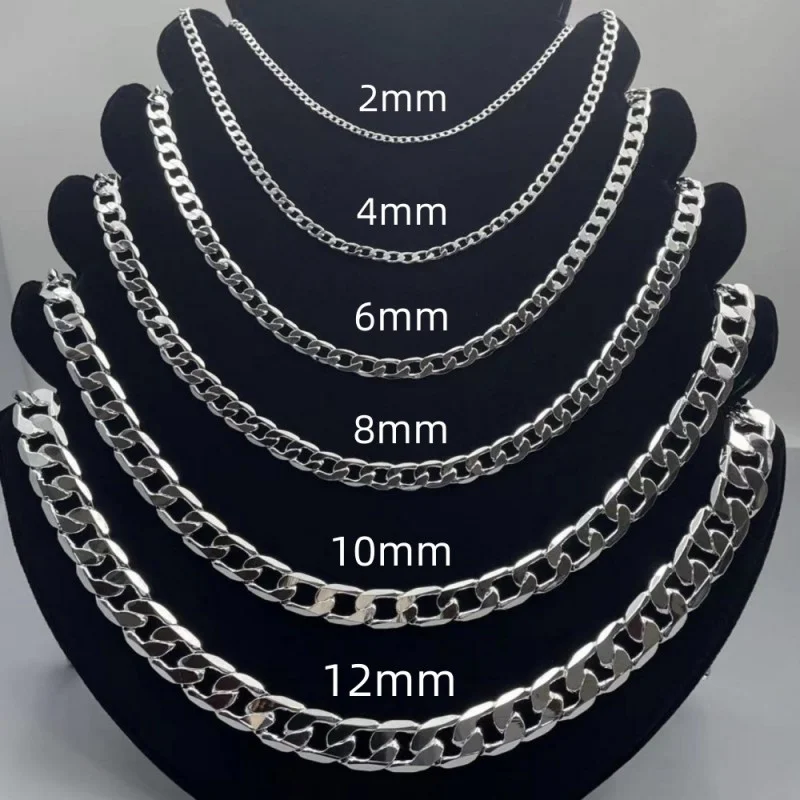 Collar de plata de ley 925 par - Cuban Link Chain 12Mm reseña y precio